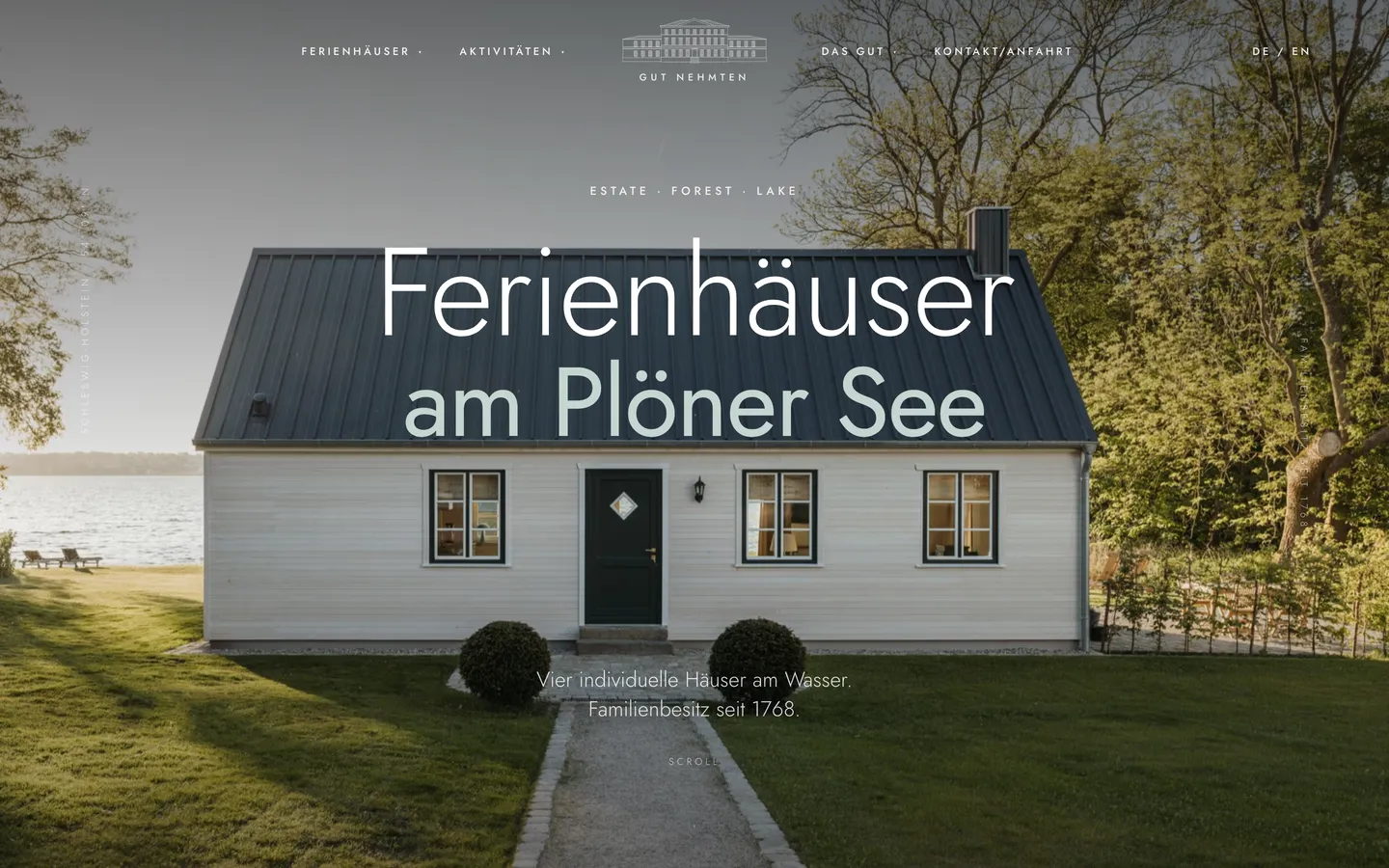 Gut Nehmten website — four holiday houses on a family estate at the Plöner See in Holstein